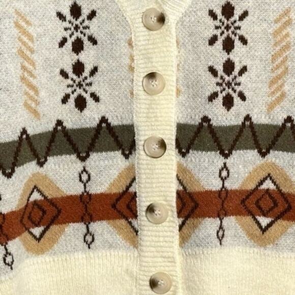 Cider‎ Size S Aztek Button Front Cardigan Sweater Fall Soft V-Neck geometric - Picture 5 of 10